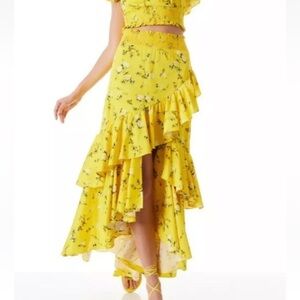 Alice + Olivia Cristina Floral Ruffle Maxi Skirt size 6
